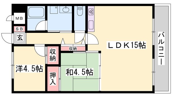 白浜の宮駅 徒歩7分 5階の物件間取画像